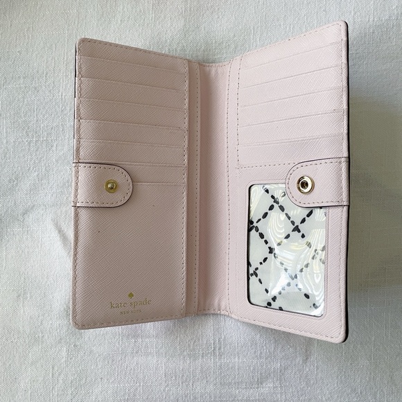 Kate Spade crosshatch leather bifold wallet: baby pink - Picture 3 of 5